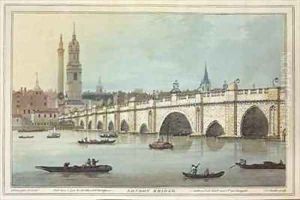 View of Old London Bridge by Joseph Farington