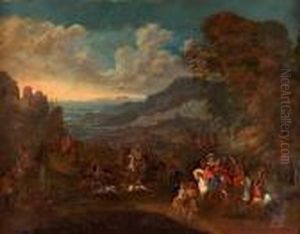 Hallali Au Cerf Dans Un Paysage by Jan Frans I Van Bredael