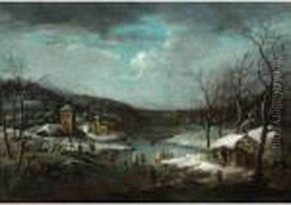 A Skating Scene With A Town Beyond - view 1