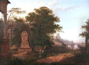 Travellers In An Italianate Landscape by Joseph van Bredael