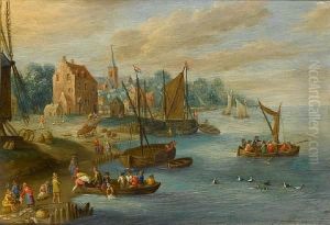 A Riverside Village by Joseph van Bredael
