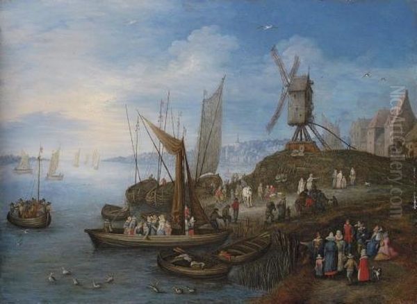 Sailing Boats And A Windmill At A Port - view 1