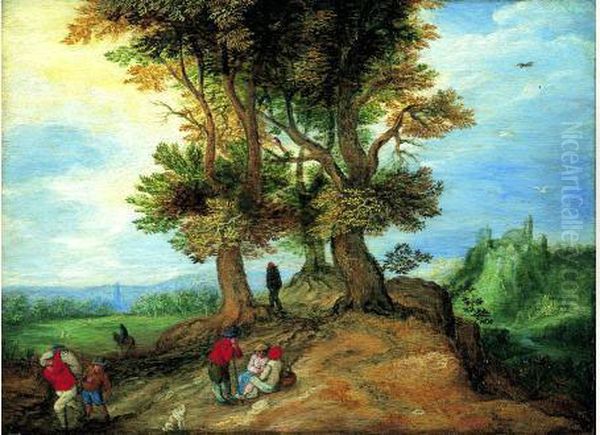 Promeneurs Dans Un Paysage Panoramique - view 1