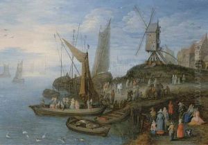 Sailboats And A Windmill At A Port Sailboats And A Windmill At A Port