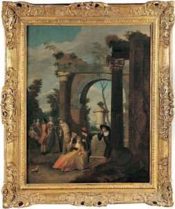 Reunion Dans Un Parc Au Milieu De Ruines Antiques by Joseph van Bredael