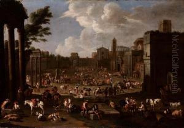Veduta Di Fantasia Di Mercato Romano - view 1