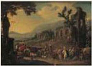 Scene De Marche Dans Des Ruines Antiques