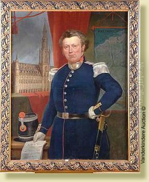 Portrait D'un Officier De La Gardecivique Devant L'hotel De Ville De Bruxelles - view 1