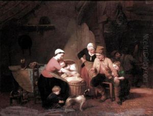 Gathering Around The Cot by Philippe Jacques Van Bree