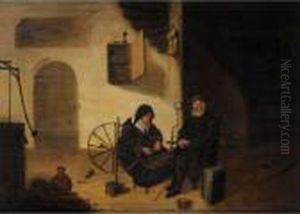Scene D'interieur Avec Une Fileuse by Quiringh Gerritsz. van Brekelenkam
