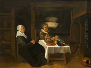 Brotzeit by Quiringh Gerritsz. van Brekelenkam