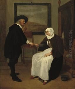 A Doctor Feeling A Woman's Pulse by Quiringh Gerritsz. van Brekelenkam