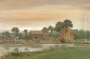 A ferry and inn on the Thames by Edward Henry Fahey