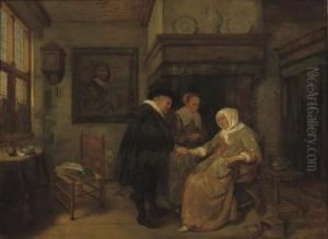 A Doctor Visiting A Sick Woman by Quiringh Gerritsz. van Brekelenkam