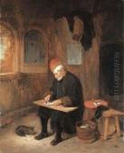A Fishmonger Scaling Fish by Quiringh Gerritsz. van Brekelenkam