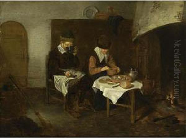 A Couple Having A Meal Before A Fireplace - view 1