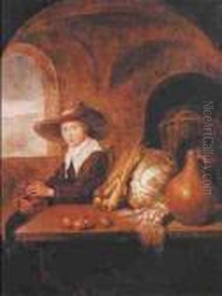 Young Woman Selling Vegetables Warming Her Hands On A Brazier - view 1