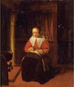 Interior Scene With A Young Woman Making Lace by Quiringh Gerritsz. van Brekelenkam