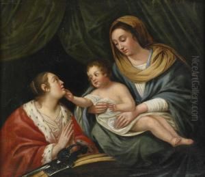 Madonna Med Barnet Och Katarina Av Alexandria by Jan Van Bijlert