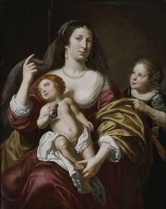 Mujer Con Un Nino En Brazos Y Una Nina by Jan Van Bijlert