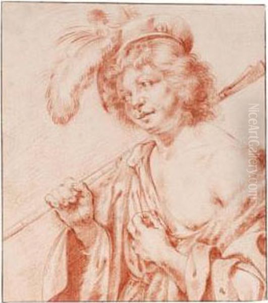 Half-length Study Of A Young Man In Arcadian Costume - view 1