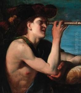 Portrait Of A Mariner, Half-length, Holding A Telescope