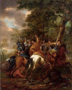 A Cavalry Battle Scene Between Turks And Christians