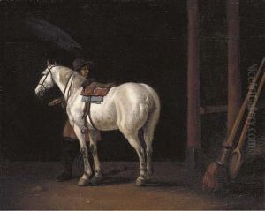 The Interior Of A Stable With A Groom And A Horse The Interior Of A Stable With A Groom And A Horse