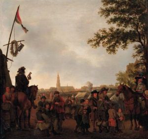 Officers And Townsfolk At An Encampment Outside Breda