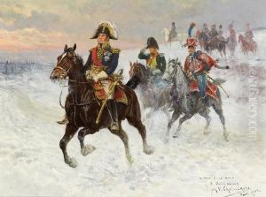 Marschall Ney Und Napoleon Mit Ihren Truppen Wahrend Des Russlandfeldzuges