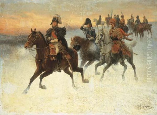 Le Marechal Ney Et Napoleon Et Leurs Troupes Pendant La Campagne Derussie - view 1