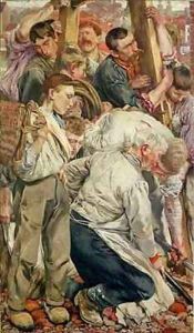 The Men left panel from The Age of the Worker by Leon Henri Marie Frederic