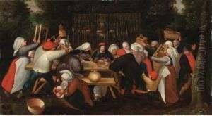 A Bride Presented With A Dowry by Marten Van Cleve