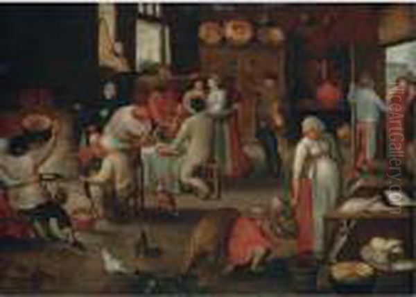 A Domestic Interior With Mary And Joseph Refused Entry At The Door - view 1