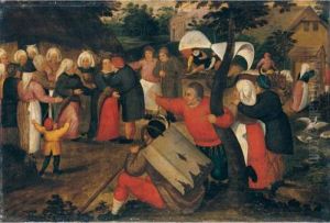 The Wedding Feast: The Departure Of The Newly-wed Couple by Marten Van Cleve