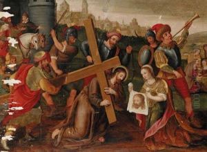 Christ On The Way To Calvary With Saint Veronica by Marten Van Cleve