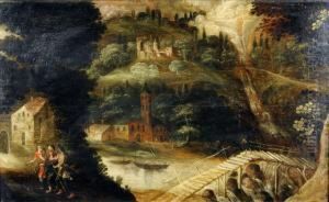 Paysage Avec Figures Et Batiments. by Gillis van Coninxloo
