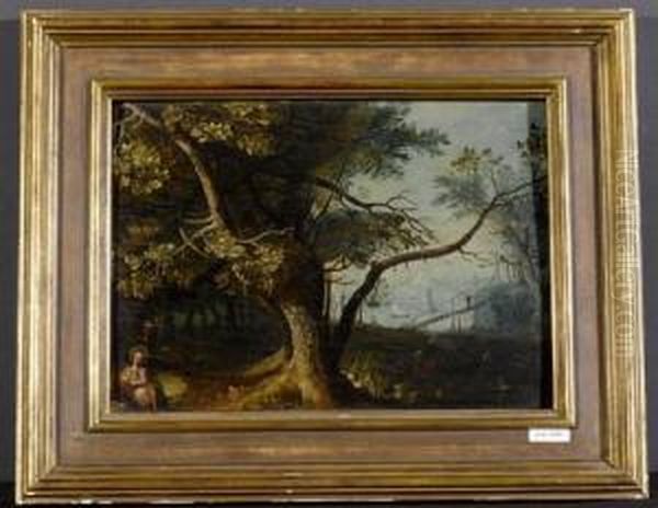 Waldlandschaft Mit Rast Auf Der Flucht Nach Agypten. - view 1