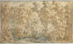 View Of A Stream Running Though A Densely Wooded Forest by Gillis van Coninxloo