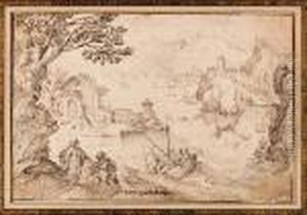 An Extensive Landscape With Christ And Saint Peter Walking On Thewater - view 1