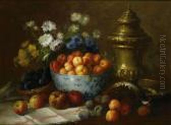 Nature Morte Aux Fruits, Faisans Et Bouquets De Fleurs - view 1