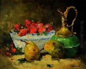 Nature Morte Aux Poires Et Aux Fraises by Edmond Van Coppenolle