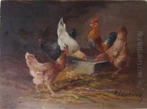 Scene De Basse-cour. by Edmond Van Coppenolle