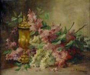 Nature Morte Aux Lilas by Edmond Van Coppenolle