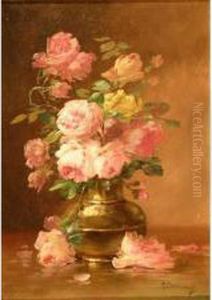 Nature Morte Au Vase De Roses by Edmond Van Coppenolle