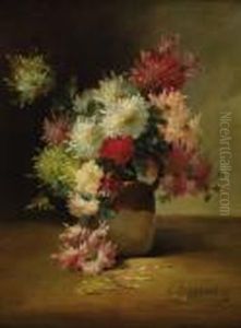 Le Bouquet De Dahlias by Edmond Van Coppenolle