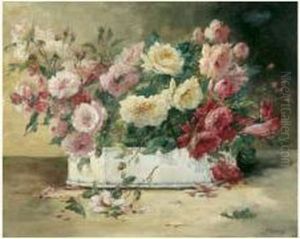 Bouquet De Pivoines Et De Roses Sauvages by Edmond Van Coppenolle