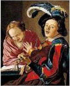 An Allegory Of The Sense Of
Hearing: An Interior With A Boy Playing The Violin And A Lady Singing by Christian Gillisz. Van Couwenbergh