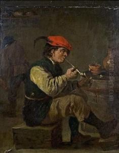 Rauchender Bauer Mit Rotem Barett