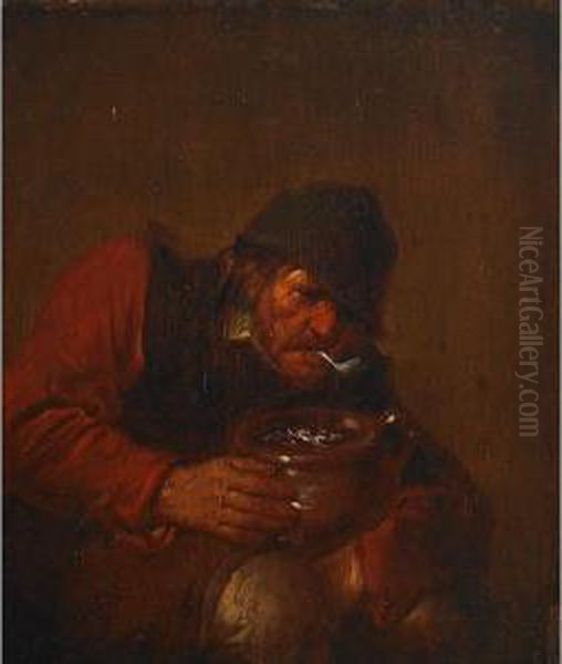 The Smoker (old Pipe Smoker With A Pot Of Coal) by Joos van Craesbeeck